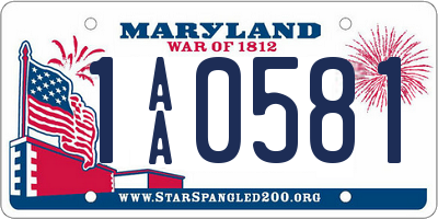 MD license plate 1AA0581