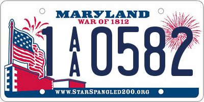 MD license plate 1AA0582