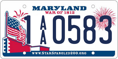 MD license plate 1AA0583