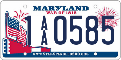 MD license plate 1AA0585