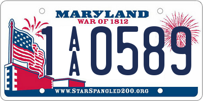 MD license plate 1AA0589