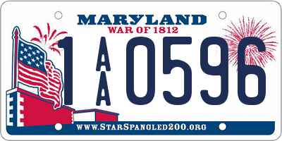 MD license plate 1AA0596