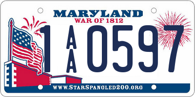 MD license plate 1AA0597