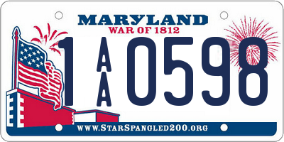 MD license plate 1AA0598