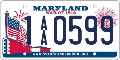 MD license plate 1AA0599