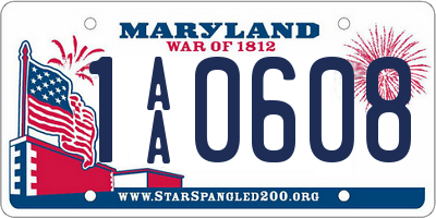 MD license plate 1AA0608