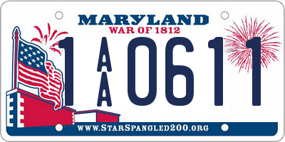 MD license plate 1AA0611