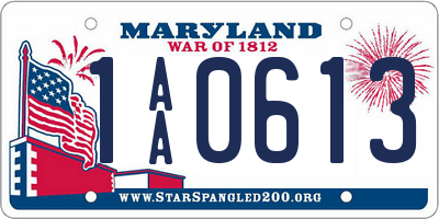 MD license plate 1AA0613