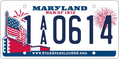 MD license plate 1AA0614