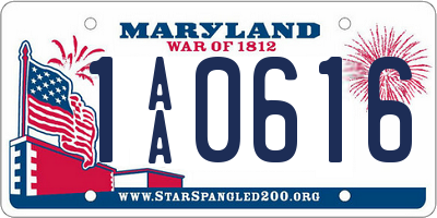 MD license plate 1AA0616