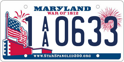 MD license plate 1AA0633