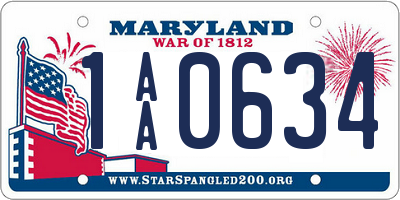 MD license plate 1AA0634