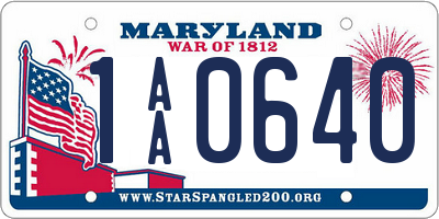 MD license plate 1AA0640