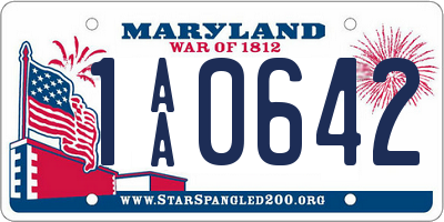 MD license plate 1AA0642