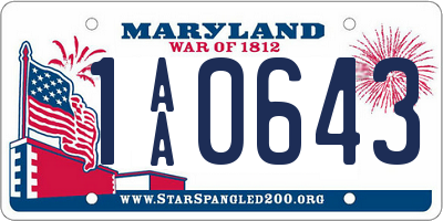 MD license plate 1AA0643