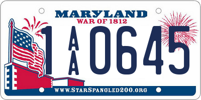 MD license plate 1AA0645