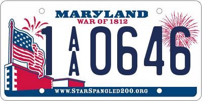 MD license plate 1AA0646