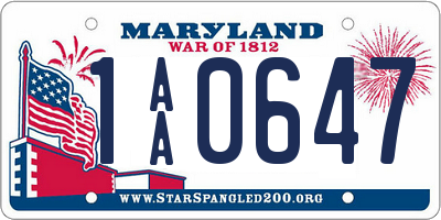 MD license plate 1AA0647