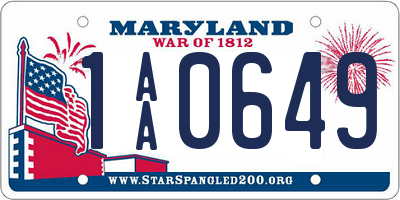 MD license plate 1AA0649