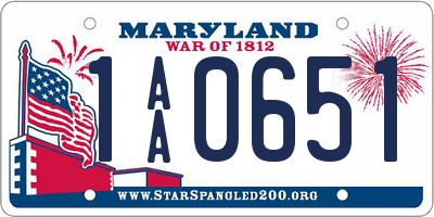 MD license plate 1AA0651