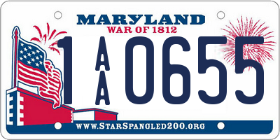 MD license plate 1AA0655