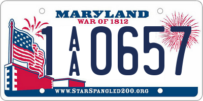 MD license plate 1AA0657