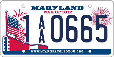 MD license plate 1AA0665