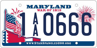 MD license plate 1AA0666