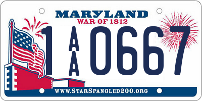 MD license plate 1AA0667