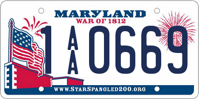 MD license plate 1AA0669