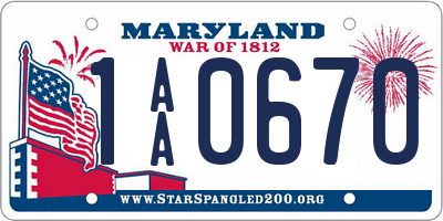 MD license plate 1AA0670