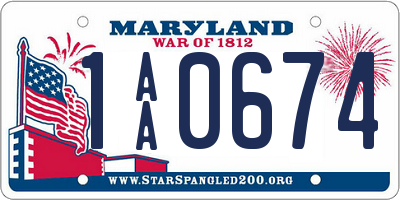 MD license plate 1AA0674