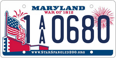 MD license plate 1AA0680