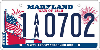 MD license plate 1AA0702