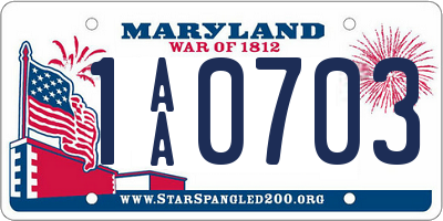 MD license plate 1AA0703