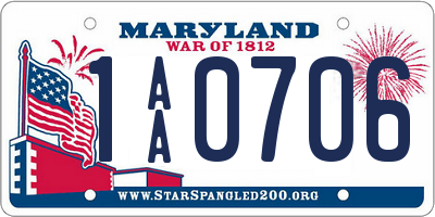 MD license plate 1AA0706