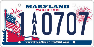 MD license plate 1AA0707