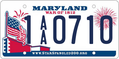 MD license plate 1AA0710