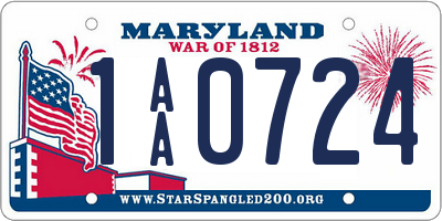MD license plate 1AA0724