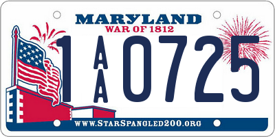 MD license plate 1AA0725