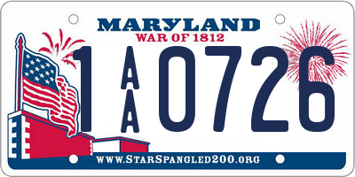 MD license plate 1AA0726