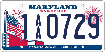 MD license plate 1AA0729