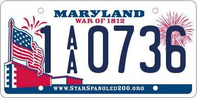 MD license plate 1AA0736