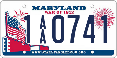 MD license plate 1AA0741