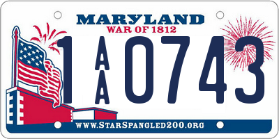 MD license plate 1AA0743