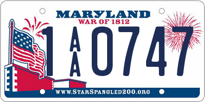 MD license plate 1AA0747