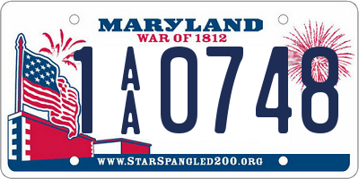 MD license plate 1AA0748