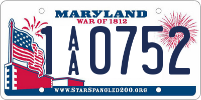 MD license plate 1AA0752