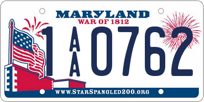 MD license plate 1AA0762