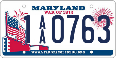 MD license plate 1AA0763